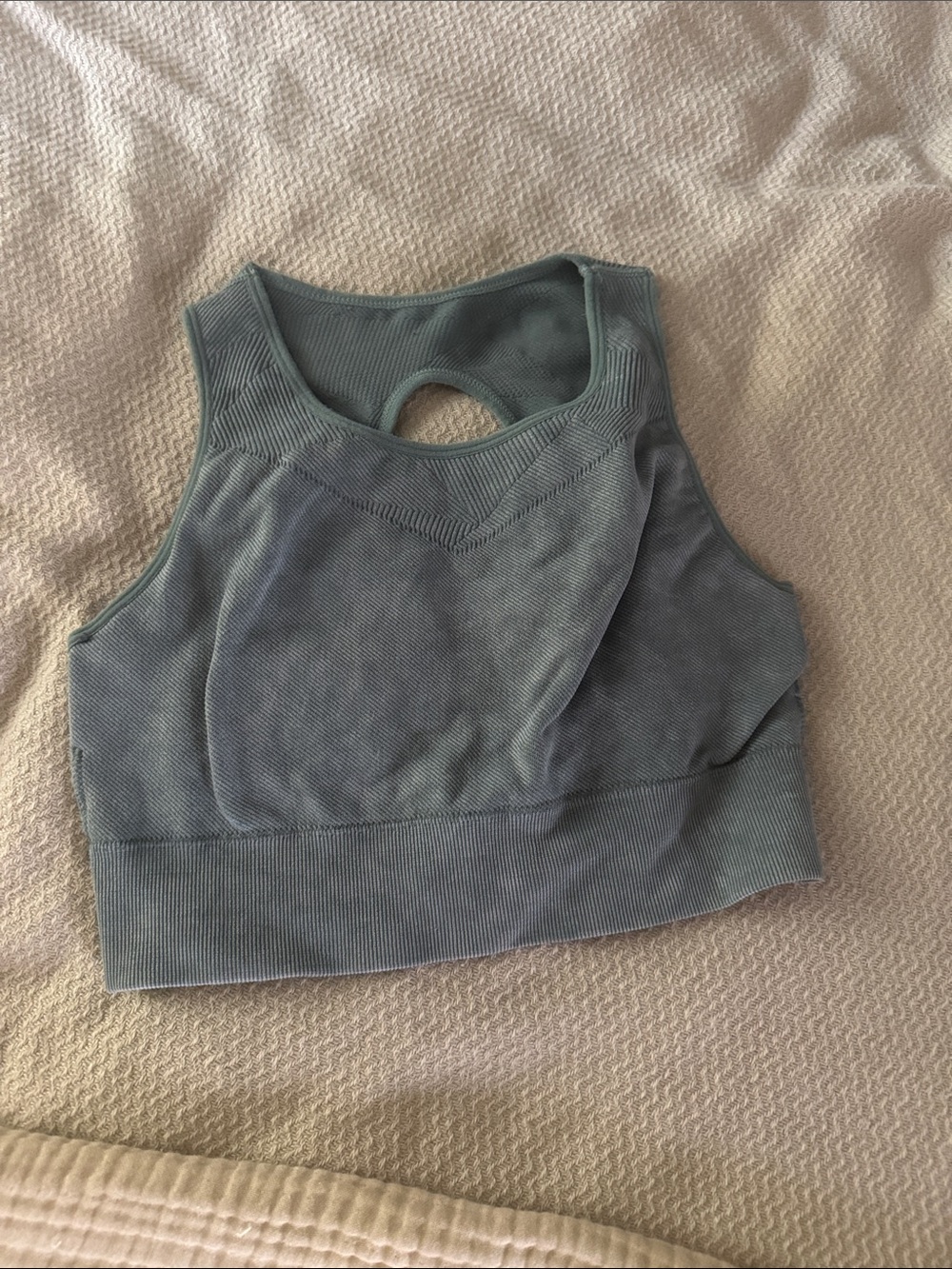Kyodan High-Neck Seamless Sports Bralette - Slate Blue Green